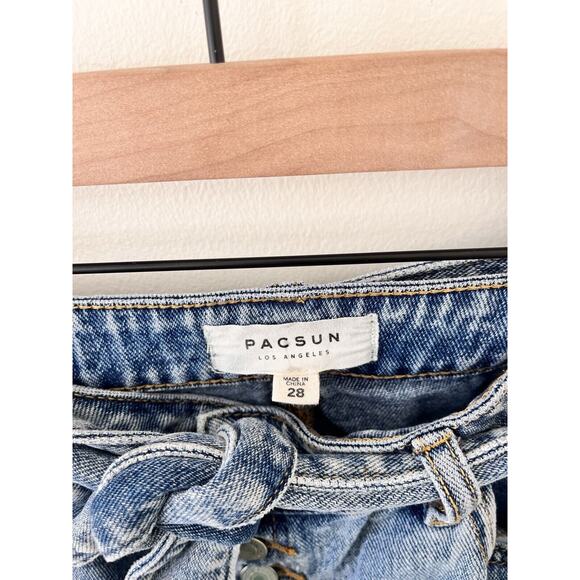 PacSun Women's 100% Cotton Jean Denim Mini Skirt With Belt Blue - Size 28 - Picture 2 of 8